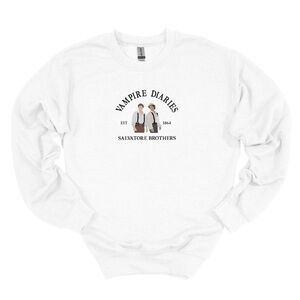 Embroidered White Vampire Diaries Sweatshirt